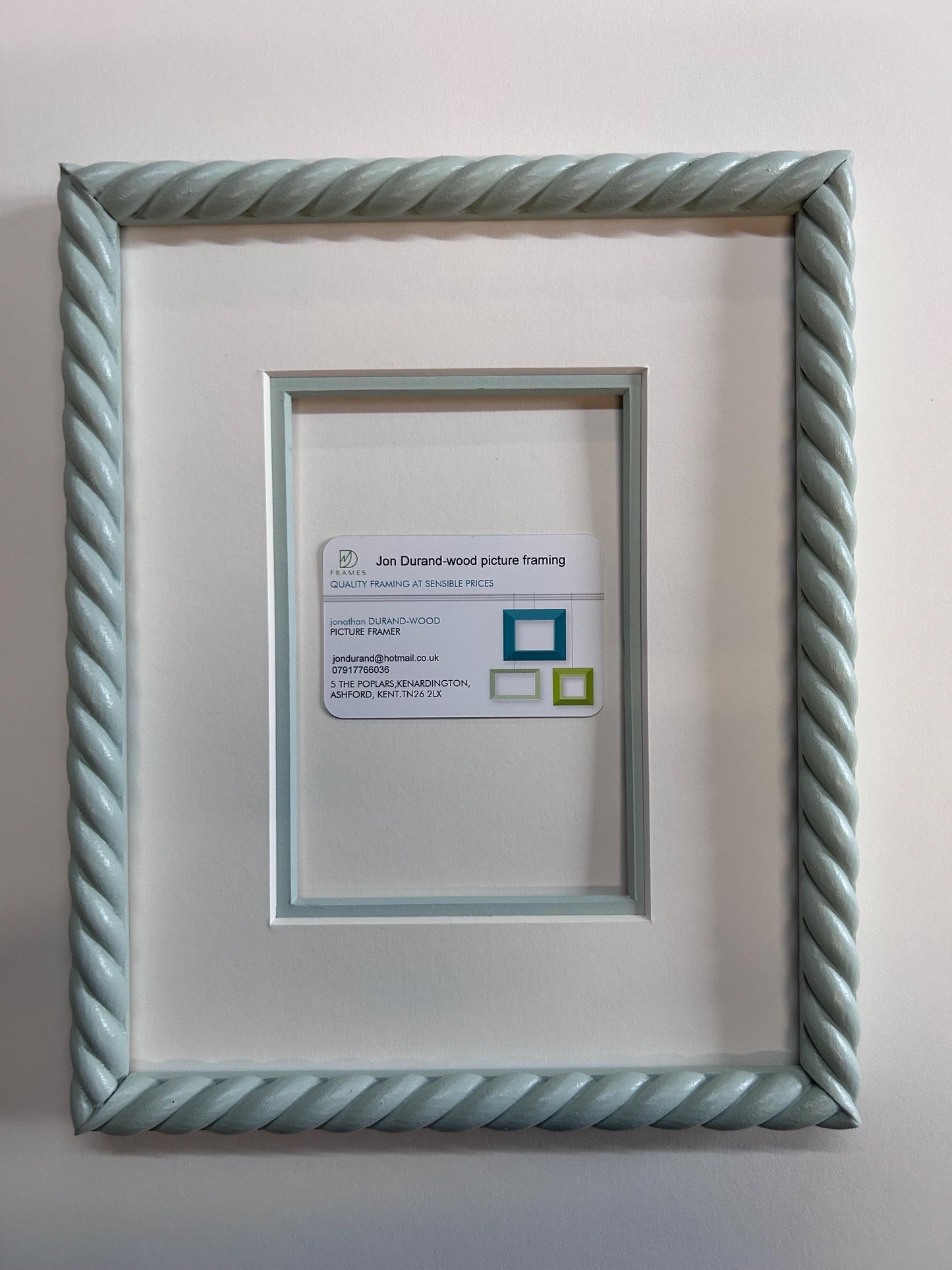 Beautiful hand painted 18mm rope twist picture frame in F&B colours bespoke made to order any size avail
