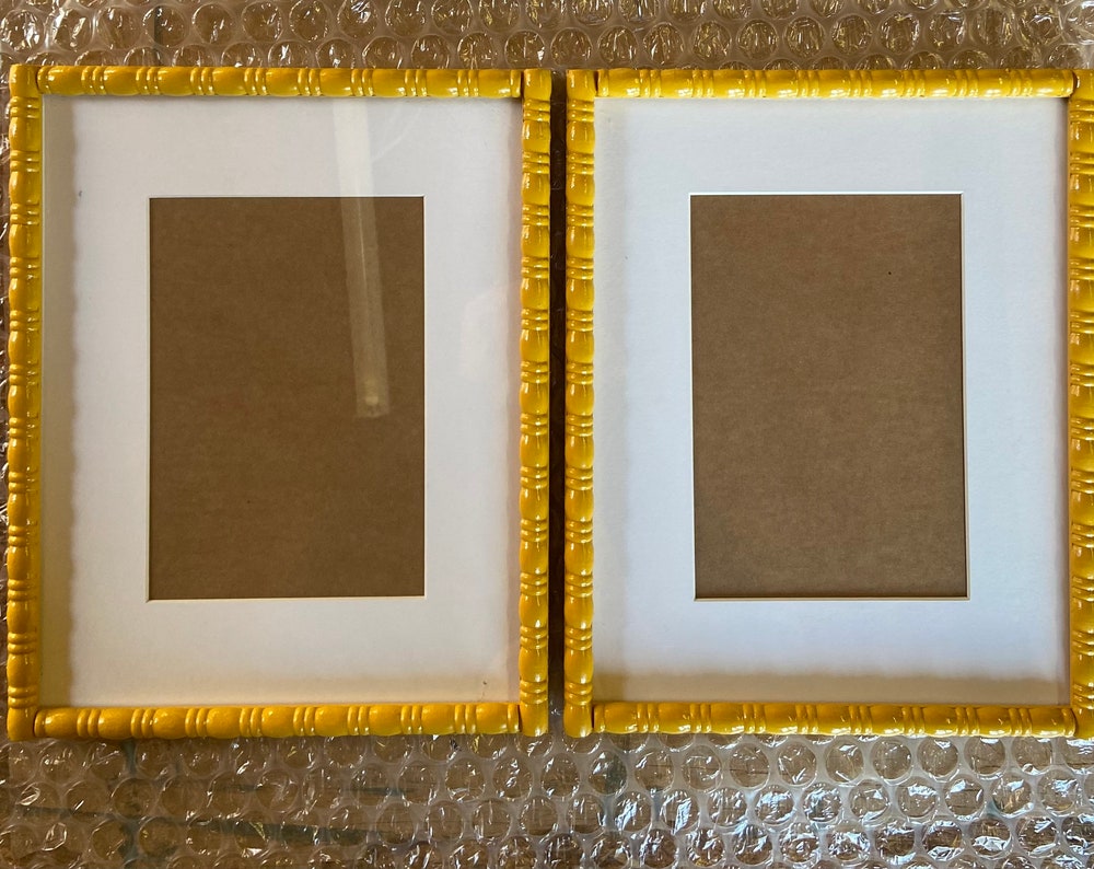 Hand painted wood picture photo frame bobbin and beads bespoke framing