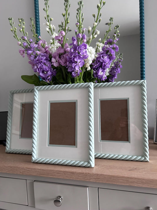 Beautiful hand painted 18mm rope twist  picture frame in F&B colours bespoke made to order any size avail