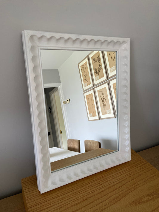 Handmade large solid wood scallop  mirror made to order in a full range of F&B hand painted colours Any size available