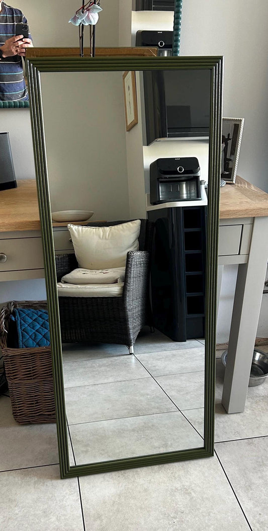 Beautiful large 30mm reeded mirrors bespoke made to order in any Farrow and ball colour
