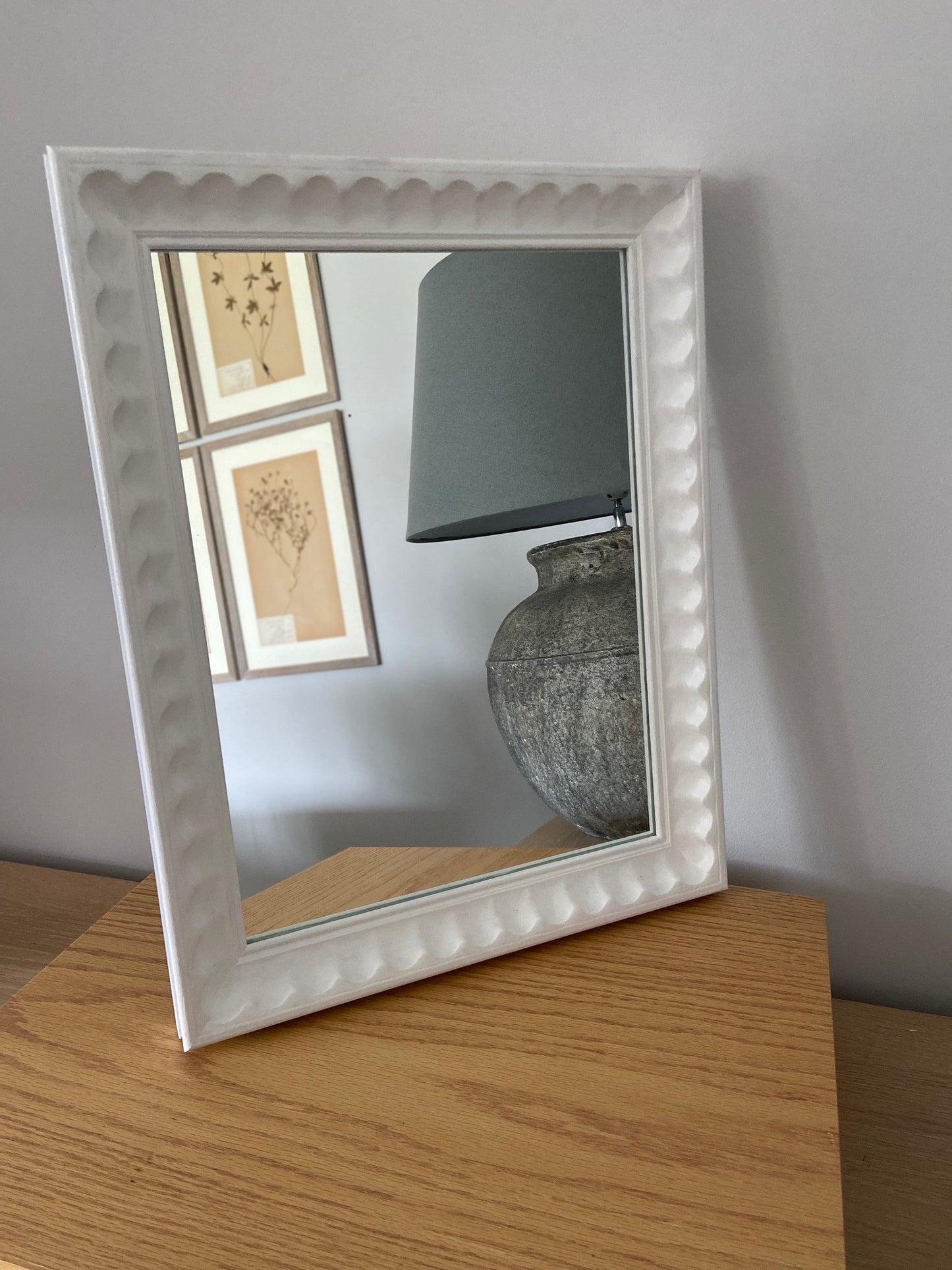 Handmade large solid wood scallop  mirror made to order in a full range of F&B hand painted colours Any size available