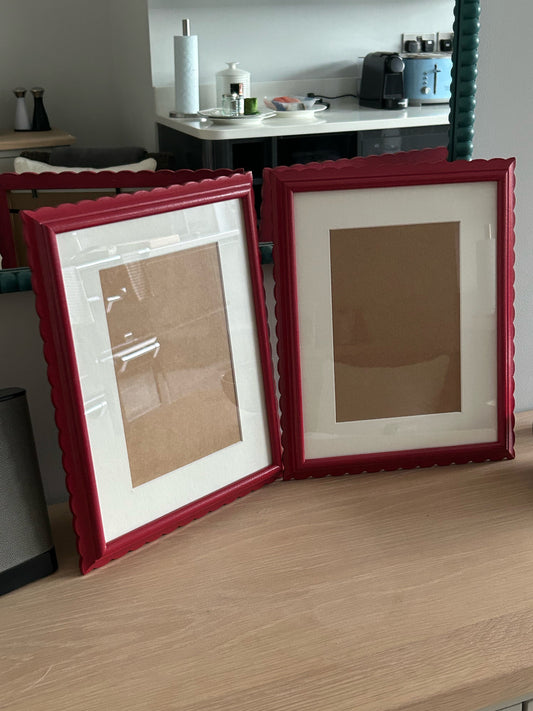 Scallop shaped hand painted wooden picture frames bespoke made to order. Any colour available, 22mm width SMALLER version